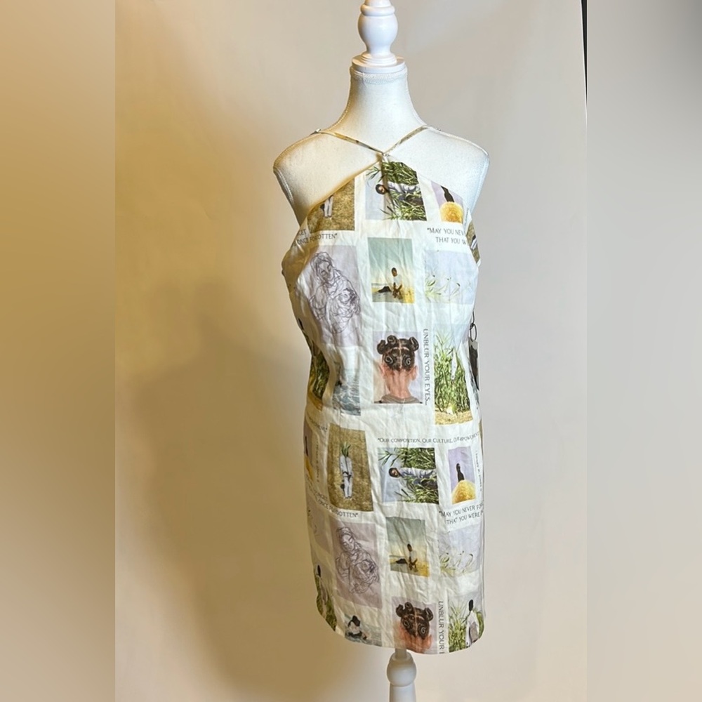 Forever 21 x Henry R Jones II | Artwork Linen Blend Halter Dress | OX (10 - 12)
